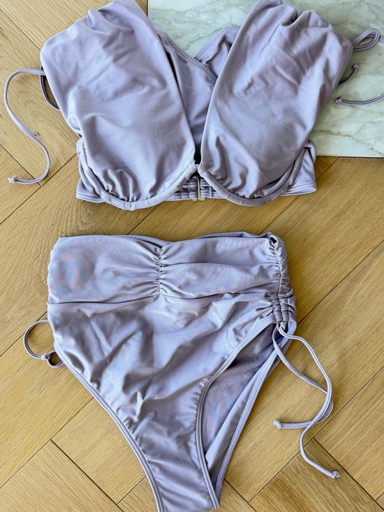 Andrea Iyamah Other - Andrea Iyamah Lilac Ruched Bikini Top and High-Waist Bottoms